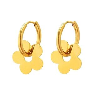 18k Gold Plated Flowers Earrings Stainless Steel